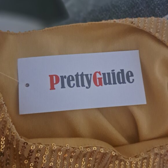 Pretty Guide Women's Sparkle Sequin Top Cutout 3/4 Batwing Sleeve Gold Medium - Picture 7 of 10